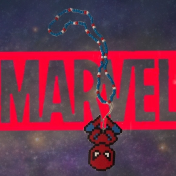 rave kandi Jewelry - Spider-Man necklace Perler